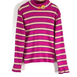 VTG 90s Looney Toons Tweety Bird Turtleneck Girls 6 Pink Ribbed Embroidered